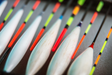 many different fishing floats in the box © OlegDoroshin