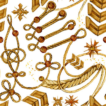 seamless rope golden chain. aiguillette pattern. military uniform background
