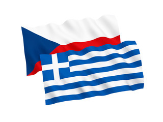 Flags of Greece and Czech Republic on a white background