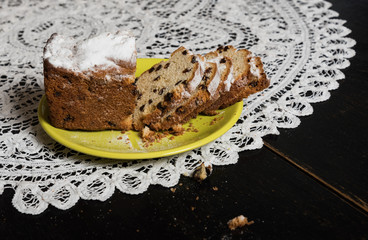 Slices of cake with raisins.
