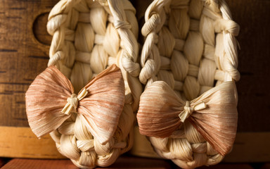 Decorative wicker shoes