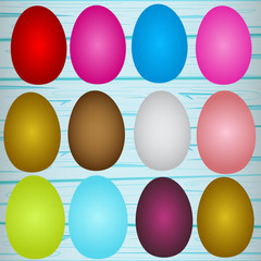 Happy Easter. Color Easter eggs set with different patterns. Set of Easter eggs with different texture on a white background.Spring holiday. Vector Illustration.Happy easter eggs 