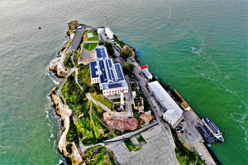 Alcatraz in San Francisco from above with DJI Mavic 2 Drone