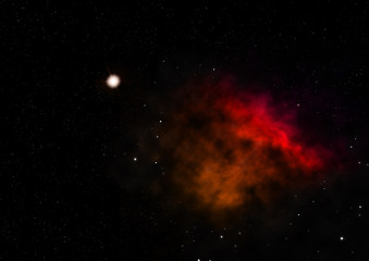 Being shone nebula and star field. 3D rendering