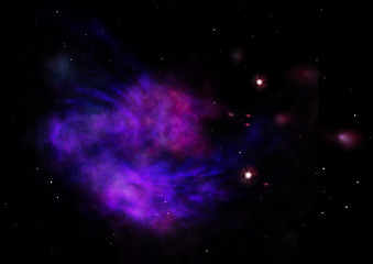 Star field in space and a nebulae. 3D rendering