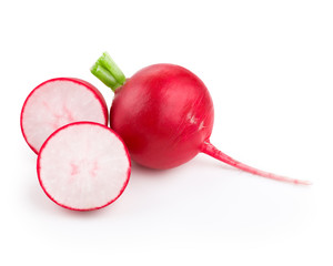 Fresh radish with halves