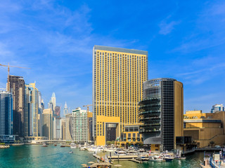 Amazing view of Dubai Marina Waterfront Skyscraper, Residential and Business Skyline in Dubai Marina, United Arab Emirates