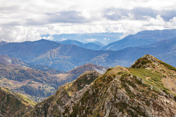 Mountain landscape. Caucasus summer day view forest