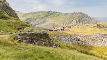 The ruins of Wrysgan Slate Mine near Blaenau Ffestiniog, Gwynedd, Wales, UK