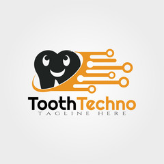 Tooth Technology vector logo design,human dental icon