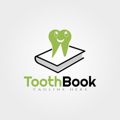 Tooth book vector logo design,human dental icon