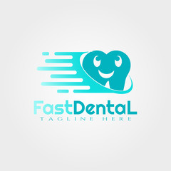 Fototapeta premium Fast dental vector logo design,human tooth icon