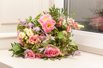 Wedding bouquet lies. Bouquet of pink flowers