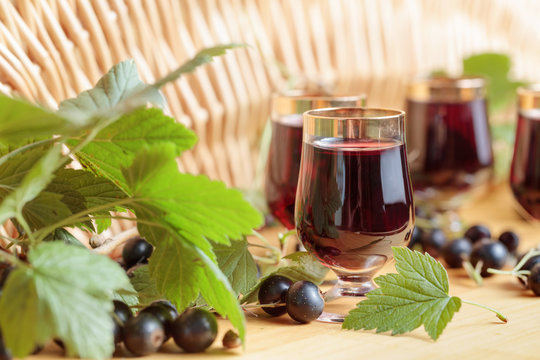 Black currants liqueur and fresh berries.