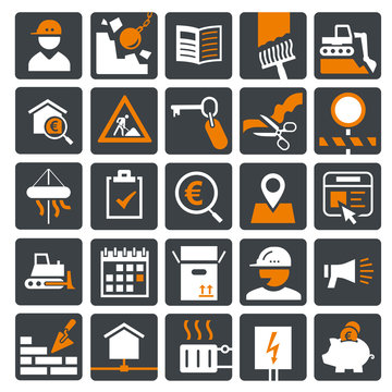 Icon Set Neubau, Baunewsletter, Website
