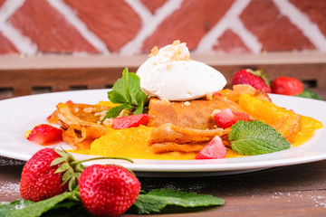 pancake with strawberry 