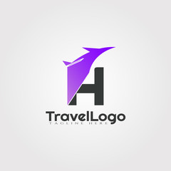 Travel agent vector logo design with initials H letter