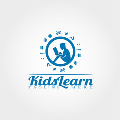 Kids or children learning flat vector icon for apps or website