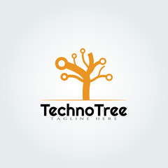 Tech tree vector logo design,technology icon