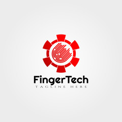 Fingerprint and gear vector logo design