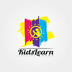 Children Learning vector logo design,kid learn