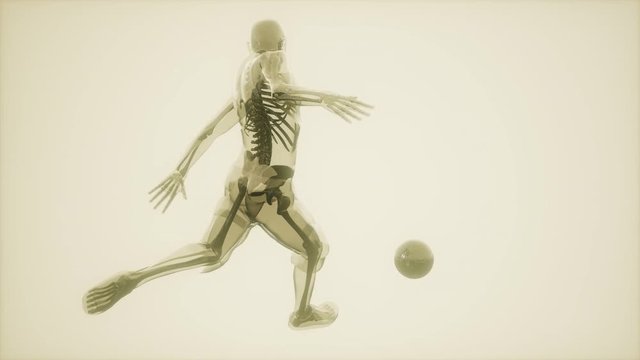 soccer player with visible bones