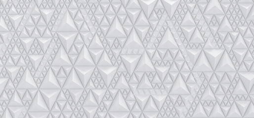 Embossed white background of triangles - 3D illustration