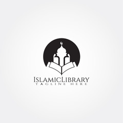 islamic logo template,mosque and Quran icon combination ,illustration element -vector