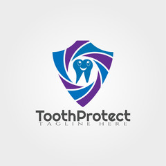Dental protection vector logo design,human tooth icon