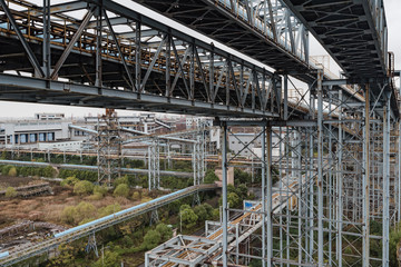 Steel framework at an abandoned factory