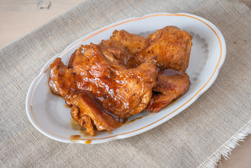 Teriyaki chicken on a plate - Asian cuisine.