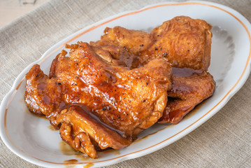 Teriyaki chicken on a plate - Asian cuisine.