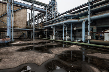 Industrial buildings in an abandoned factory