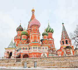 Fototapeta na wymiar St. Basil's Cathedral on Red square in winter day. Moscow, Russia