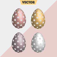 Metal colors 3D Vector dotted Easter Eggs