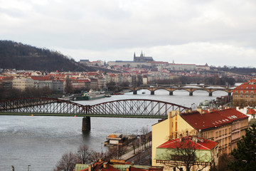 View from Vysehrag castle to Prague castle, Prague, Czech Republic