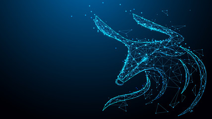 Abstract Bull head from lines, triangles and particle style design. Illustration vector