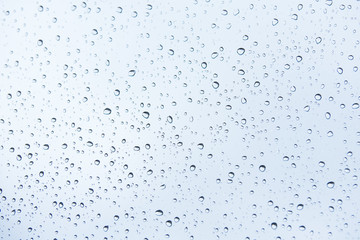 Water droplets on rainy winter windows