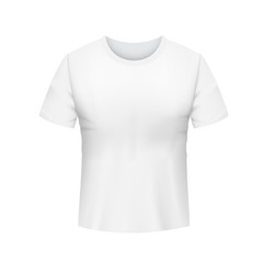 Blank shirt template. White men's t-shirt realistic mock up