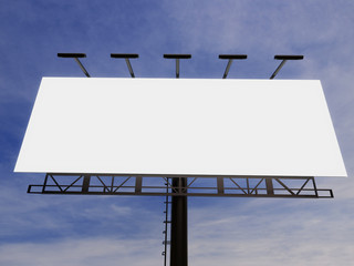 3D rendering of blank billboard (empty advertisement) with clouds. Empty mockup template