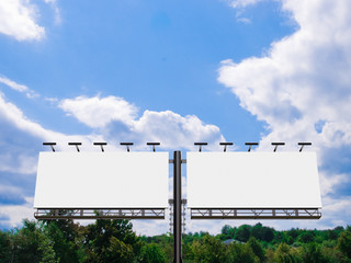 3D rendering of blank billboard (empty advertisement) isolated on white background - mock up template