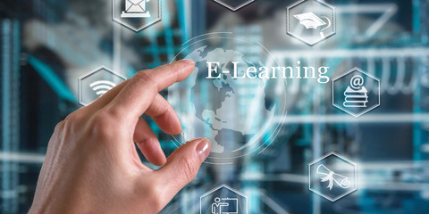 E-learning Education Internet Technology Webinar Online Courses concept.