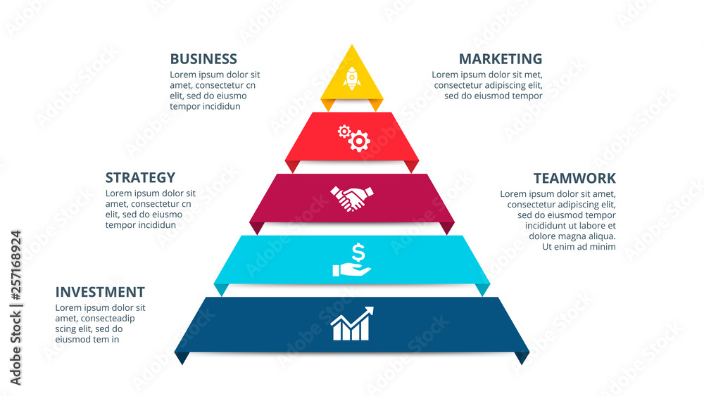 Poster vector pyramid infographic with 5 options. business presentation template. can be used for workflow 