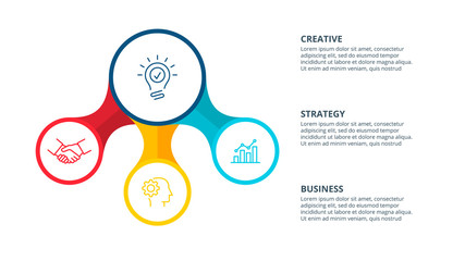 Abstract flat element of circle flow chart with 3 steps, options, parts or processes. Vector business template for presentation. Creative concept for infographic.