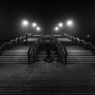 Midnight girl at northsea beach