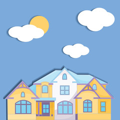  houses and clouds