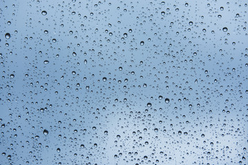 Water droplets on rainy winter windows