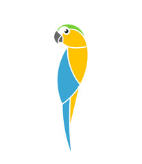 Blue and yellow macaw parrot. Tropical bird. Isolated parrot on white background
