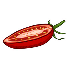 Vector Cartoon Half Cut Cherry Tomato