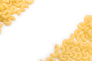 raw russian pasta makaroni in the white background